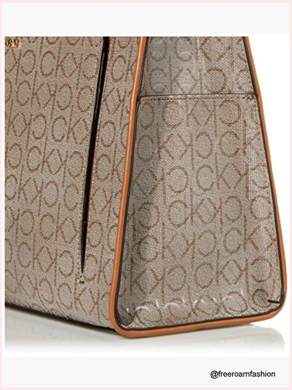 Textured Logo Tote with Multiple Pockets, Lightweight PVC, One Size - Picture 6 of 7
